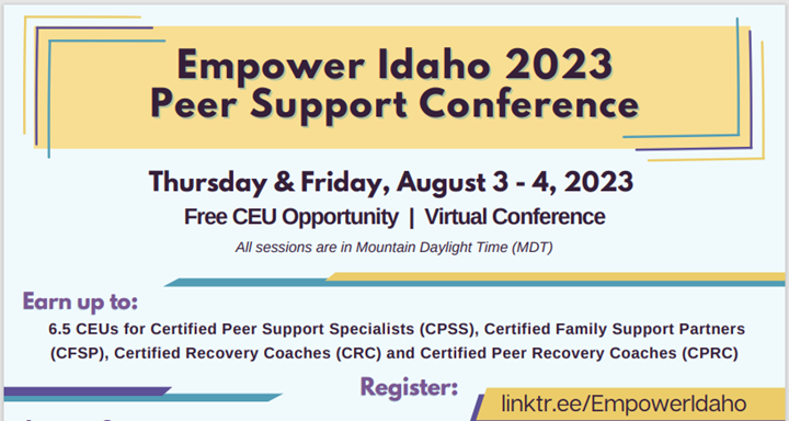 Peer Support Conference   August 3 & 4, 2023, 